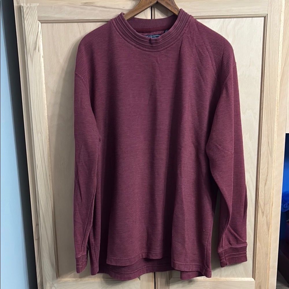 Vintage Textured Burgundy Long Sleeve Top